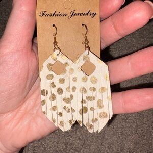 Gold Polka Dot Leather Earrings
